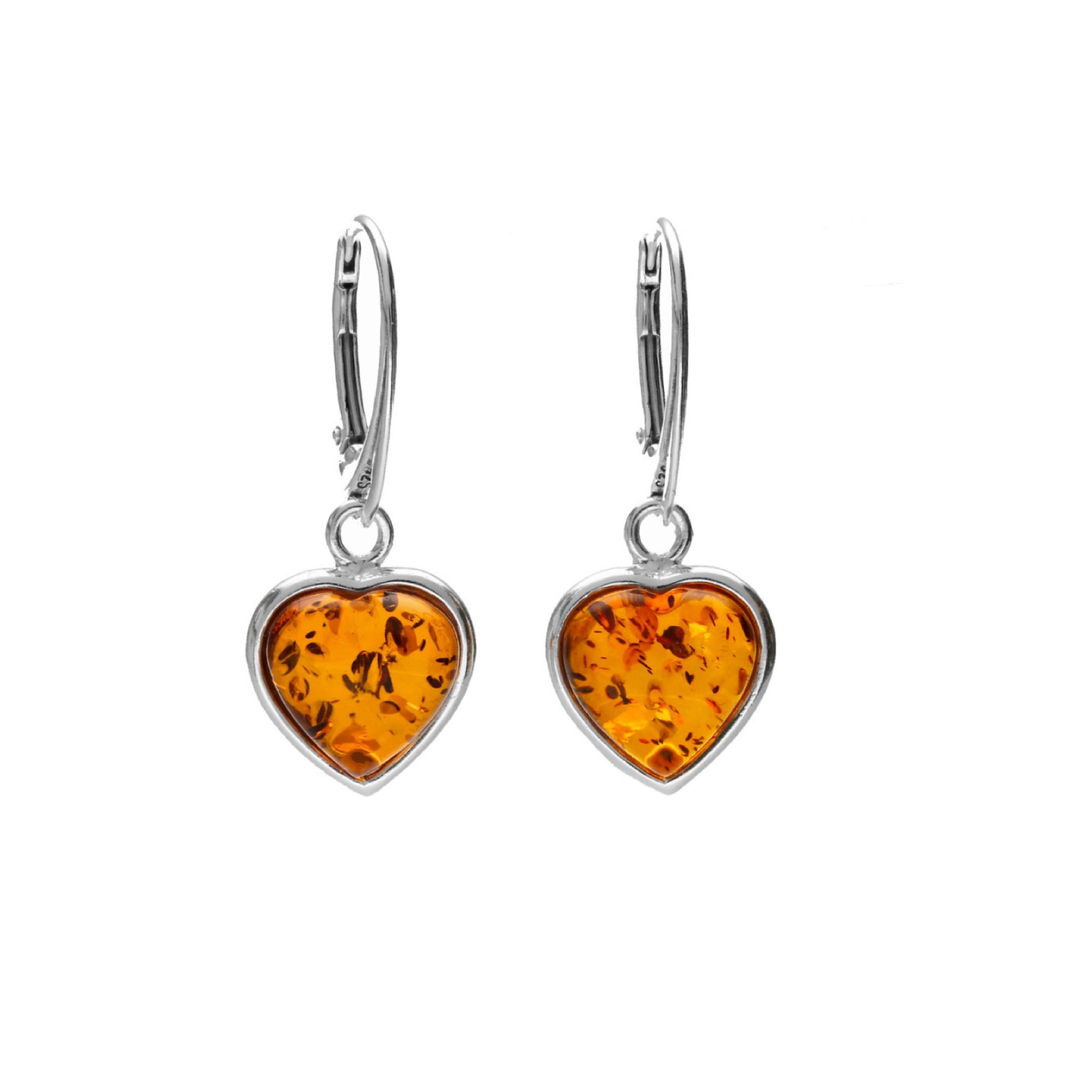 Baltic Lemon Amber Heart Earrings Baltic Lemon Amber Heart Earrings