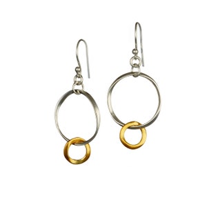 Two Tone Hoop Earrings in Silver and Gold Plate