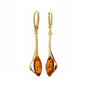 Drop Earrings Gold Plated Sterling Silver and Baltic Amber