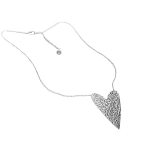 Sterling Silver Heart Hammered Necklace