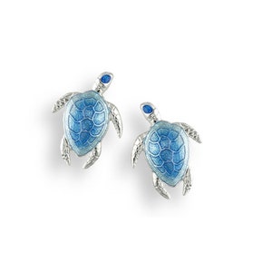 MILENA Silver Turtle Blue Earrings