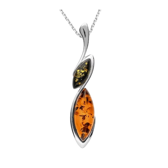Buy Pendant Necklace Sterling Silver and Baltic Amber Multicolor