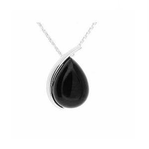 Pendant Necklace Silver and Onyx Raindrop