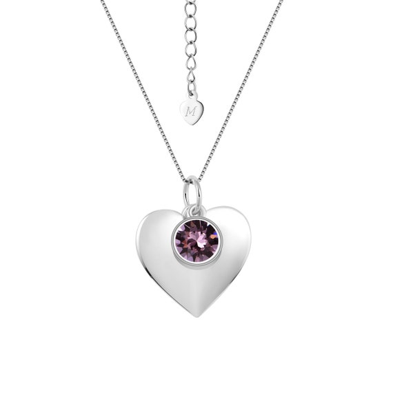 Necklace February Birthstone Amethyst SWAROVSKI with Heart