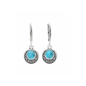 Earrings Silver and Turquoise Celtic Style