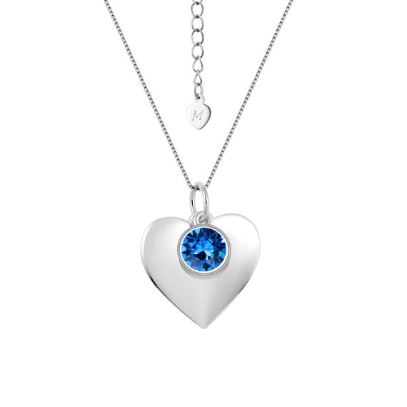 Necklace September Birthstone Sapphire SWAROVSKI with Heart