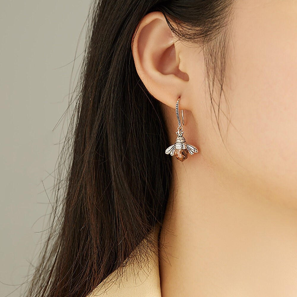 Clearine Orecchini A Ape In Argento 925 Con Zirconie - Ipoallergenici Per Orecchie Sensibili - 2