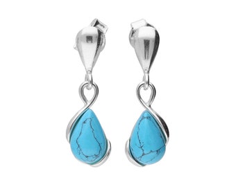 Drop Earrings Silver and Turquoise Raindrop