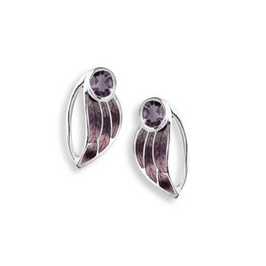 MILENA Contoured Leaf Amethyst Earrings Purple