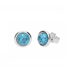 Earrings Silver and Turquoise Round Stud