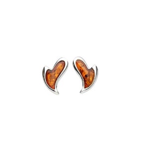 MILENA Heart Amber Stud Silver Earrings