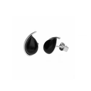 Stud Earrings Silver and Onyx Elegant