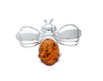 Brooch Silver and Baltic Amber Bumble Bee