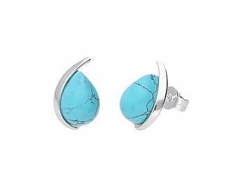 Stud Earrings  Silver and Turquoise Elegant