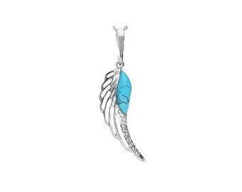 Ketting zilver en turkoois engelenvleugel