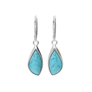 Earrings Drop Silver and Turquoise Elegant