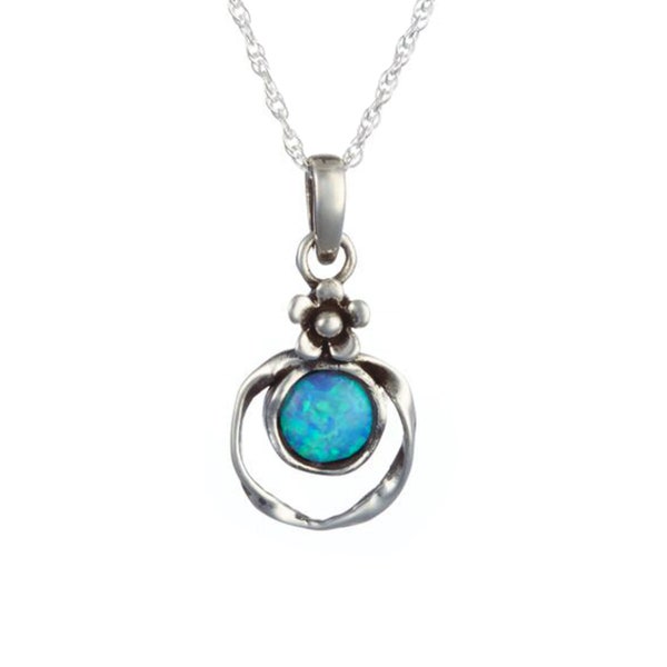 Blue Opalite Necklace In Oxidised Silver Setting