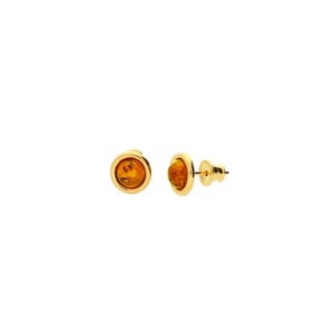 Pendientes de ámbar báltico chapados en oro de 8 mm