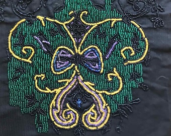 Hand Beaded Vintage Design Needlepoint Piece 8 inch wide x 14 inches
