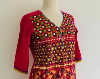 Mirror embroidery Tunic Dress / embellished mirror work / Indian dress AUS 10 US 6 EU 38