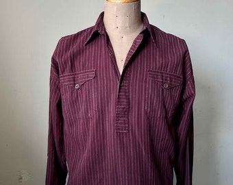 Collared Shirt Size M Unisex Mid Century Shirt Thick Cotton Shirt Size M