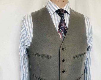 Tailored Vest Grey Wool Vest 50s Waistcoat English Tailored Vest CH 38 inches Dunn & Co British Tailoring