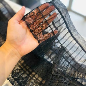 幅広レース ブラックコットンレース 細ピンタックレースエッジング 幅12cm レースの価格は長さ3.50メートルあたりです