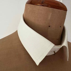 Vintage Detachable Cotton Shirt Collar: Ivory white 1950s Style, Size 16 inch with Studs