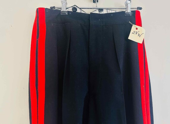 Vintage Wool Guards Trousers: Mens Military Pants With Red Stripe