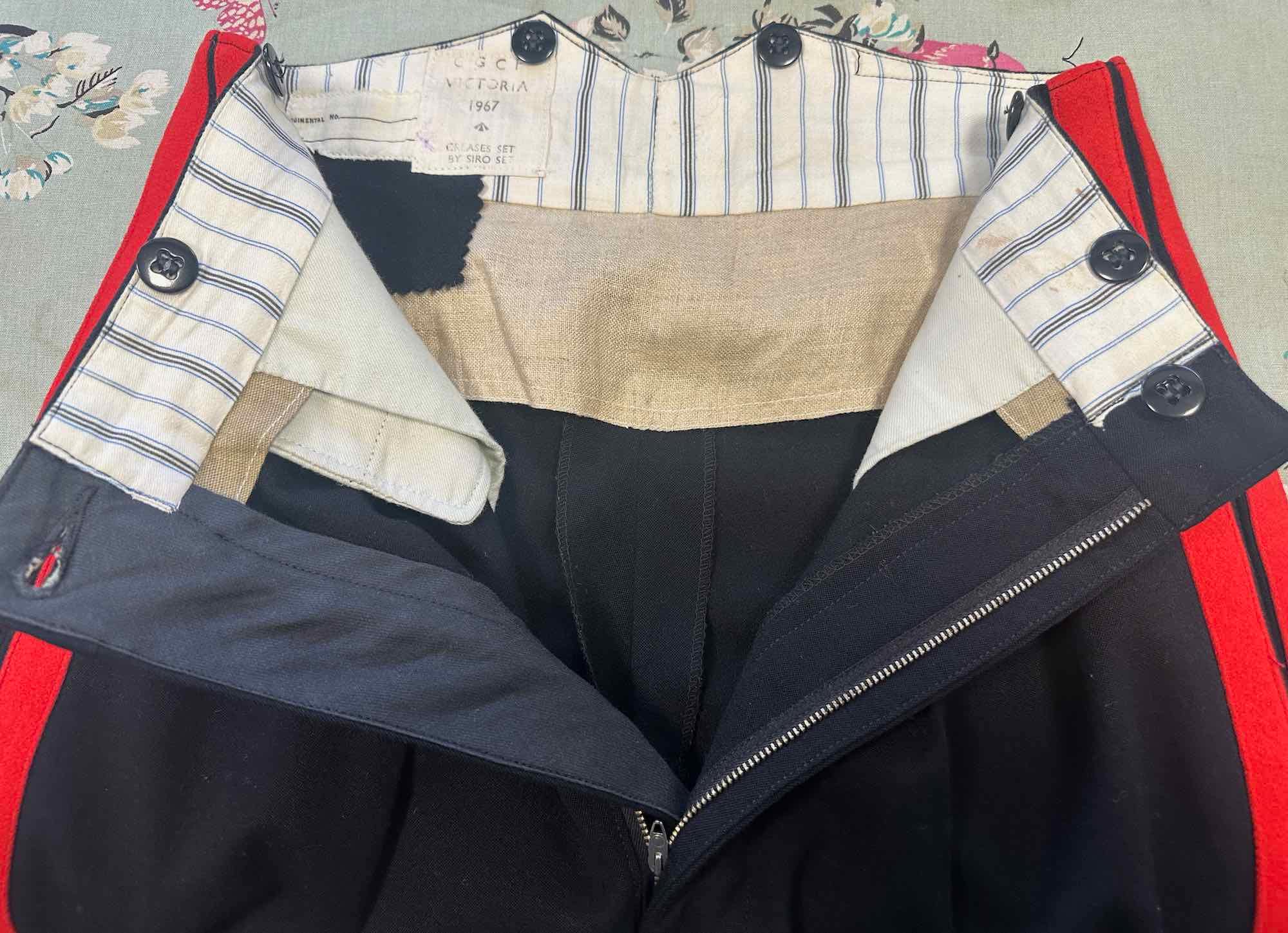Vintage Wool Guards Trousers: Mens Military Pants With Red Stripe 