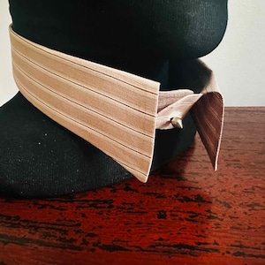 Vintage Striped Cotton Detachable Collar: 1950s Style, Size 16 1/2 (2 Studs)