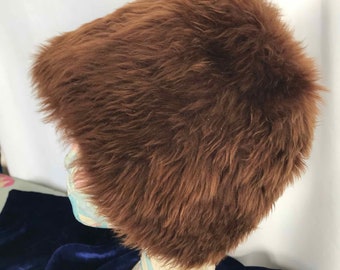 1960s Brown Fur Fabric Bucket Hat - Made in Italy