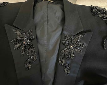 Beaded Dinner Jacket Black Blazer: Studio 54 Tuxedo Jacket, Lord West Size 40