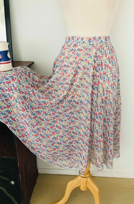 Floral Voile Semi Sheer Flared Skirt /prettiest Print Vintage - Etsy