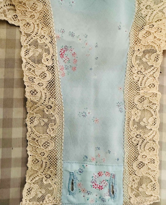 1950s 60s Slip Dress Nylon Pale Blue floral print… - image 9