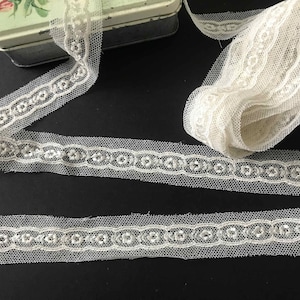 2 1/2 Meter Vintage Spitze, Creme/Ivory Baumwollspitze, 2,5 cm Breite
