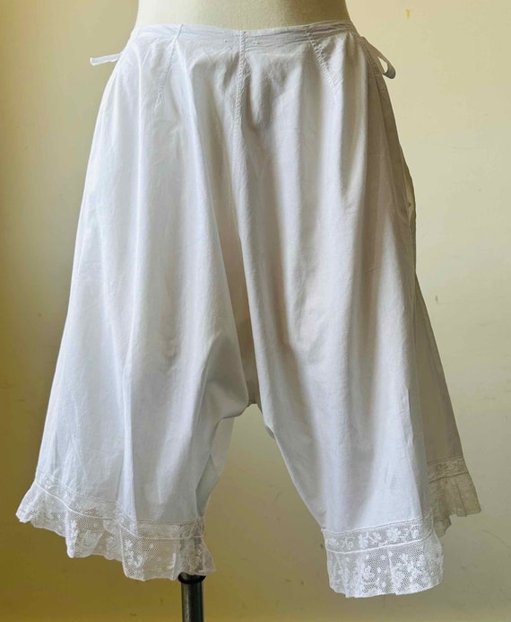 Antique White Bloomers /Lace trim Pantaloons / Pu… - image 1