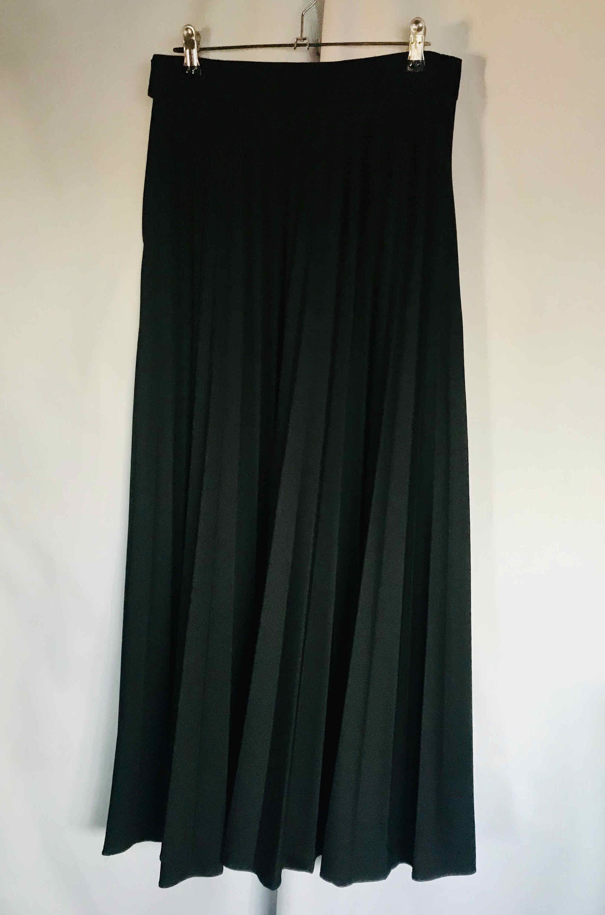 1970s Pleated Maxi Skirt Vintage Black 