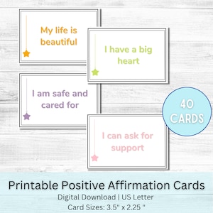 Druckbare Positive Affirmation Grußkarten | Freundlichkeitskarten | Set mit 40 Ermutigungskarten | Brotdose Notizen | Digitaler Download | PDF