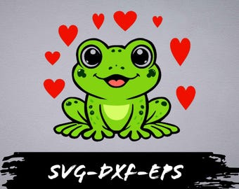 Valentine Frog SVG, Kawaii Animal Clipart (Digital Download