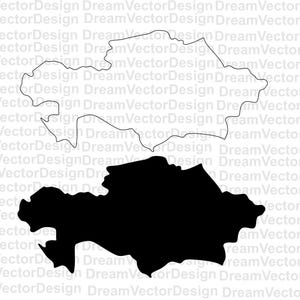 Kasachstan Silhouette, Abzeichen, Kasachstan Umriss, kasachische Grenze, Vektor digitaler Download (Eps,Svg,Dxf)