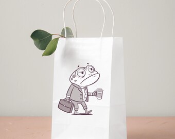 Funny Tired Frog Businessman Clipart: Exhausted Animal Illustration (Digital Download SVG, EPS, DXF Files)