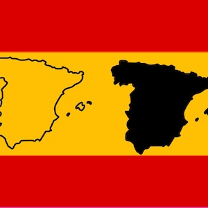Spain silhouette, badge, Spain outline, Spanish boundary, vector digital download (Eps,Svg,Dxf)