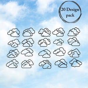 Cloud SVG Bundle, Cute Cloud Clipart, Kawaii Cloud SVG Cut Files for Cricut & Silhouette, Digital Download for Kids and Nursery Decor