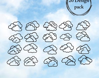 Cloud SVG Bundle, Kawaii Cut Files for Cricut & Silhouette (Digital Download)
