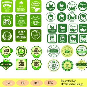 Biologische logo bundel svg, milieuvriendelijke pictogrammen, eco-pictogrammen, eco-badges, website Eco-pictogrammen, veganistisch symbool, eco-symbool Svg, bio-svg, natuurlijke Svg