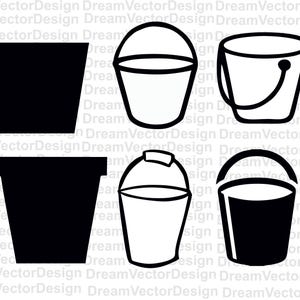 Bucket Silhouette, Bucket Svg, Cleaning Bucket Svg, Bin Bucket Svg, Bucket Outline Svg, Flower Bucket Bucket Svg Bundle