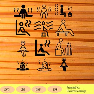 Sauna sitting, Sauna sign SVG, Man sitting in sauna SVG, Woman sitting SVG, Bath designs Svg,Jpg,Dxf,Eps. Instant download.