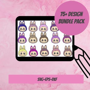 Arquivo de corte SVG de brinquedo Labubu, personagem de desenho animado fofo em vetor para Cricut e Silhouette, download digital para artesanato e presentes DIY