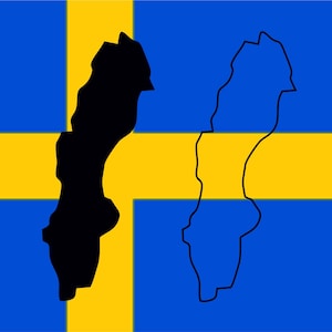 Suède pays contour SVG JPG – carte scandinave en téléchargement numérique, Suède Silhouette Clipart, carte nordique imprimable pour Cricut & Sublimation
